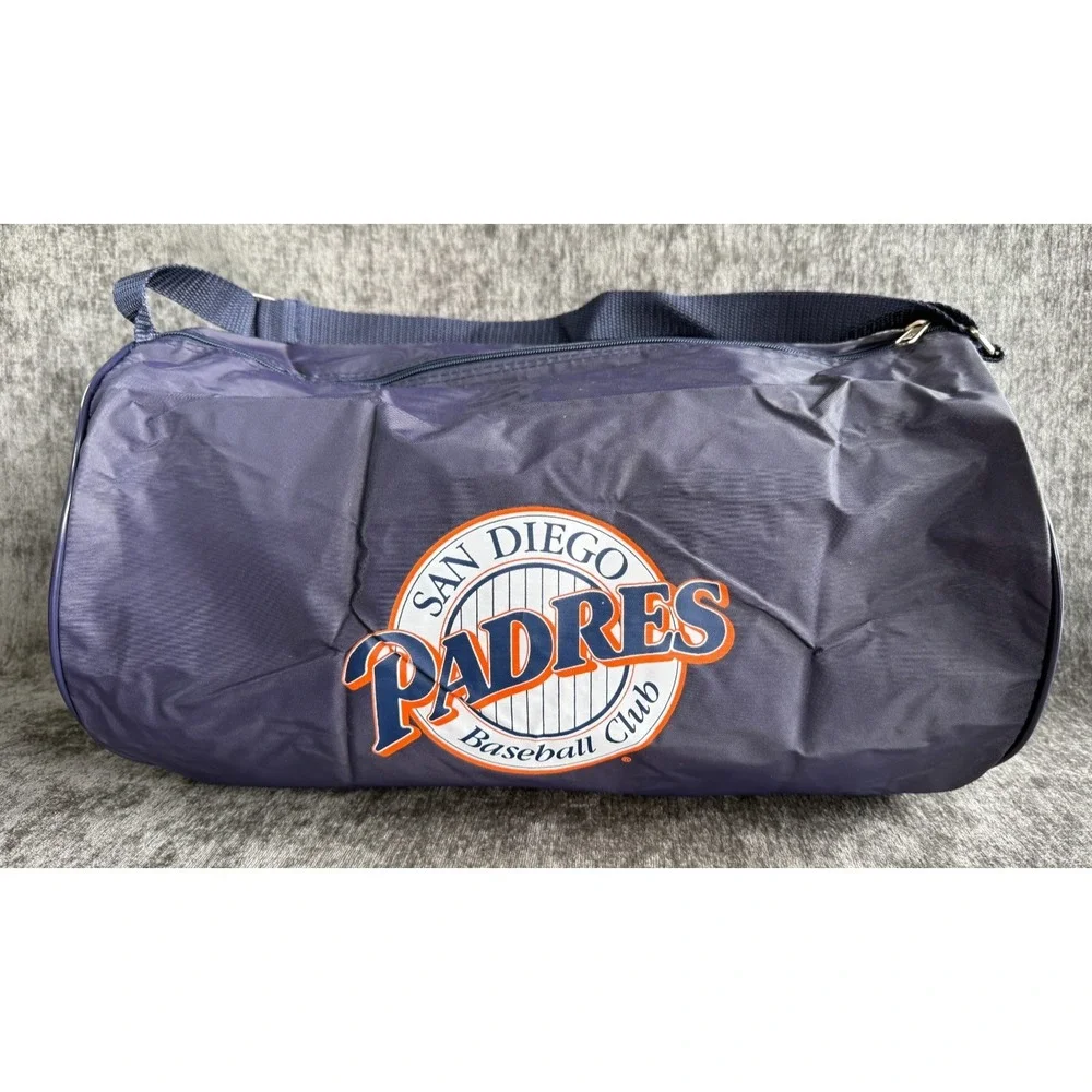 Vintage San Diego Padres BofA Giveaway Barrel Duffel Bag 90s‎ Navy Blue Orange